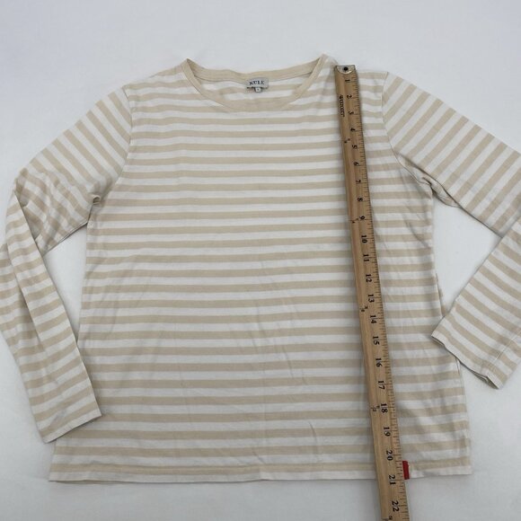 KULE Women's Size Small Cream White Striped Long Sleeve Shirt Cotton - Picture 9 of 12